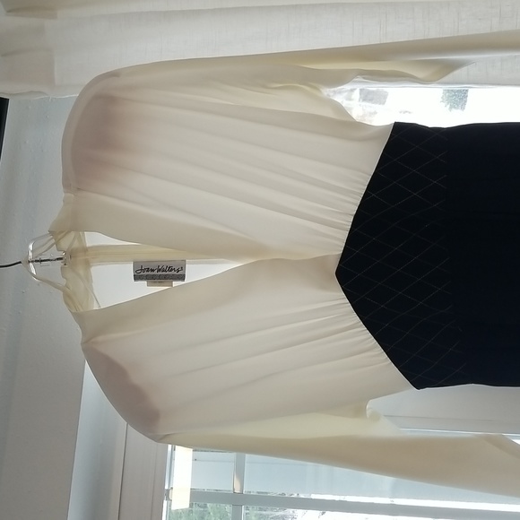 JOAN WALTERS 1990s Sheer Top Jumpsuit 10 Ivory Black - Picture 9 of 9